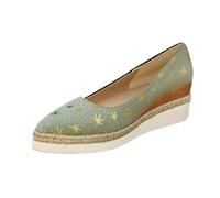 Scarpe da ginnastica da donna con plateau, espadrillas con zeppa, tinta unita, chiuse a punta, comode, jazz, Verde, 39.5 EU