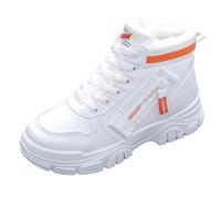 Scarpe da ginnastica da donna con plateau High Top invernali, imbottite, impermeabili, con tacco a blocco, con piedi larghi, antiscivolo, da trekking, da trekking, Colore: arancione., 39 EU
