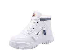 Scarpe da ginnastica da donna con plateau High Top invernali, imbottite, impermeabili, con tacco a blocco, con piedi larghi, antiscivolo, da trekking, da trekking, Blu, 36 EU