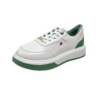 Scarpe da ginnastica da donna con plateau, in pelle, comode, casual | Scarpe sportive con lacci, leggere, traspiranti, estive, per lavoro, viaggi e vita quotidiana