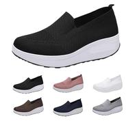 Scarpe da ginnastica da donna con plateau, traspiranti, leggere, antiscivolo, comode, in rete, con zeppa, sportive, robuste, per il tempo libero, Nero , 40 EU