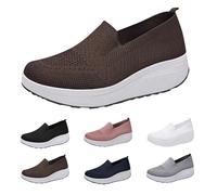 Scarpe da ginnastica da donna con plateau, traspiranti, leggere, antiscivolo, comode, in rete, con zeppa, sportive, robuste, per il tempo libero, caffè, 42 EU