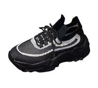 Scarpe da ginnastica da donna con suola grossa, con supporto per arco plantare, in pelle a rete traspirante, con toppa ortopedica, antiscivolo, per atletica, corsa, casual, con zeppa, per attività