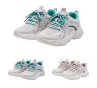 Scarpe da ginnastica da donna, con suola morbida, larga, casual, comode, per il tempo libero, traspiranti, in tessuto a rete, per allenamento, fitness, per la primavera ed l'estate, verde, 37 EU