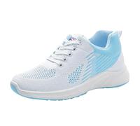 Scarpe da ginnastica da donna, con supporto per arco plantare, in memory foam, antiscivolo, con lacci, morbide, ortopediche, leggere, da tennis, sportive, casual, da jogging, Azzurro, 38.5 EU