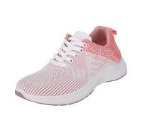 Scarpe da ginnastica da donna, con supporto per arco plantare, in memory foam, antiscivolo, con lacci, morbide, spesse, ortopediche, leggere, da tennis, sportive, casual e da jogging, rosa, 38.5 EU