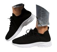 Scarpe da ginnastica da donna con supporto per arco plantare, in rete traspirante, antiscivolo, da camminata, suola spessa, ortopediche, con lacci, basse, Nero , 40.5 EU