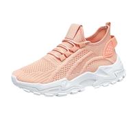 Scarpe da ginnastica da donna, con supporto per arco spesso, ortopediche, con lacci, antiscivolo, in rete, traspiranti, leggere, comode, sportive, da tennis, casual, per attività all'aperto, rosa