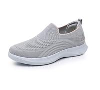 Scarpe da ginnastica da donna con un pedale, suola morbida traspirante in tessuto a mosca, per primavera e autunno, leggere e ammortizzanti, Grigio, 38.5 EU