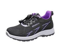Scarpe da ginnastica da donna con zeppa larga da tennis, antiscivolo, scarpe da jogging, leggere, basse, con lacci, ortopediche, con supporto per arco plantare, in rete traspirante, per camminare