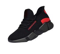 Scarpe da ginnastica da donna con zeppa piatta, in pelle, casual, con zeppa piatta, comode, traspiranti, in rete, sicure, da lavoro, leggere, con supporto per arco plantare, Rosso, 37.5 EU