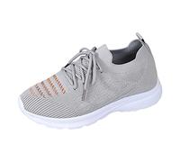 Scarpe da ginnastica da donna da uomo in rete traspirante, con lacci, leggere, comode, da corsa, casual, ortopediche, in memory foam, antiscivolo, per sport all'aria aperta, Grigio, 37.5 EU