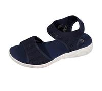 Scarpe da ginnastica da donna di grandi dimensioni Fly Weave Fish Mouth One Word Buckle sandali piatti scarpe da acqua per donna larghezza larga, Blu, 38.5 EU