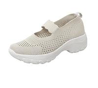 Scarpe da ginnastica da donna, estive, leggere, in rete, da donna, comode, da corsa, per attività all'aperto, alla moda, con lacci, beige., 38 EU
