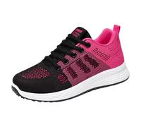 Scarpe da ginnastica da donna, estive, leggere, traspiranti, antiscivolo, con lacci, suola morbida, per il tempo libero, trekking, trail running, jogging, Rosa acceso., 39 EU