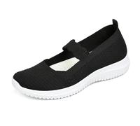 Scarpe da ginnastica da donna in maglia, leggere, con supporto per arco plantare, suola morbida, traspiranti, casual Mary Jane, Nero , 40 EU