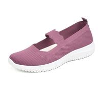 Scarpe da ginnastica da donna in maglia, leggere, con supporto per arco plantare, suola morbida, traspiranti, casual Mary Jane, Viola, 40 EU