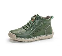 Scarpe da ginnastica da donna in pelle con cuciture senza lacci, comode, imbottite, fatte a mano, alla moda, per escursioni, guida, viaggi, sport all'aria aperta, scarpe da montagna, Verde, 41 EU
