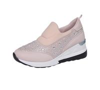 Scarpe da ginnastica da donna in pelle PU con zeppa e strass impreziosite da scarpe casual con plateau grosso, per il tempo libero, rosa, 37.5 EU