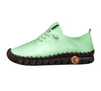 Scarpe da ginnastica da donna in pelle PU, scarpe da ginnastica basse, scarpe basse, mocassini, casual, comode, basse, scarpe da barca, Verde menta, 39