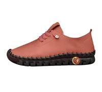 Scarpe da ginnastica da donna in pelle PU, scarpe da ginnastica basse, scarpe basse, mocassini, casual, comode, basse, scarpe da barca, rosso mattone, 40