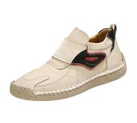Scarpe da ginnastica da donna in stile retrò casual in pelle con gancio e anello per abbigliamento da strada quotidiano, Beige, 37.5 EU