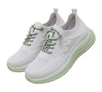 Scarpe da ginnastica da donna, in stile urbano, con plateau, regolabili, in pizzo, traspiranti, per palestra, fitness e jogging, Verde, 39 EU