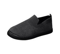 Scarpe da ginnastica da donna in tela a rete traspirante con cuscino d'aria larghe scarpe da corsa antiscivolo flessibili scarpe estive leggere morbide calzature da esterno, Nero , 38.5 EU