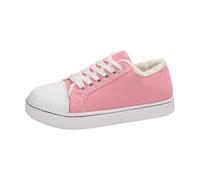 Scarpe da ginnastica da donna in tela, scarpe basse basse da donna con lacci, scarpe da ginnastica in pizzo, scarpe da ginnastica spesse, scarpe invernali e autunnali, Colore: rosa., 41 EU