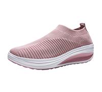 Scarpe da ginnastica da donna, leggere, con punta chiusa, estive, casual, suola morbida, traspiranti, con supporto per arco plantare, scarpe da ginnastica in rete, rosa, 36.5 EU