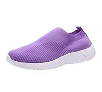 Scarpe da ginnastica da donna leggere e traspiranti, in memory foam, con supporto per arco plantare, facili da chiudere, vestibilità larga, comode, casual, senza lacci, mocassini, Viola, 38.5 EU