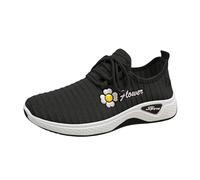 Scarpe da ginnastica da donna, leggere, traspiranti e sportive, comode, da donna, chic, casual, in rete, slip on shoes, jogging, fitness, palestra all'aperto, Nero , 36 EU
