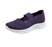 Scarpe da ginnastica da donna Mary Jane con suola grossa, extra larghe, senza lacci, in rete traspirante, antiscivolo, ortopediche, sportive, leggere, comode, casual, lavoro, ufficio, Viola, 38.5 EU