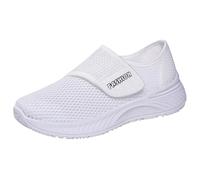 Scarpe da ginnastica da donna per diabetici, extra larghe, ortopediche, slip-on, comode e traspiranti, in rete morbida, per il tempo libero, antiscivolo, leggere, per passeggiate, Bianco2., 38 EU