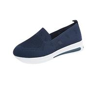 Scarpe da ginnastica da donna piatte larghe H infermiere estive suola morbida piedi larghi scarpe sportive moda cuscino aria scarpe casual scarpe da passeggio per attività all'aperto, Blu marino, 38
