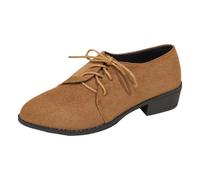 Scarpe da Ginnastica da Donna Scarpe Casual Donna, Stile Mary Jane, Stile retrò, con Punta a Punta, Lacci, Tacco Grosso e Basso, per Il Relax Quotidiano e Gli Appuntamenti (Brown, 39)
