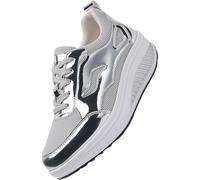 Scarpe da ginnastica da donna, scarpe da corsa atletica, scarpe da ginnastica senza lacci, leggere, da tennis, sportive, morbide, da donna, scarpe da allenamento, Argento, 40 EU