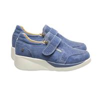 Scarpe da ginnastica da donna - Scarpe da corsa con zeppa con chiusura lampo, per attività all'aperto, fitness, jogging, vegan, Blu, 41