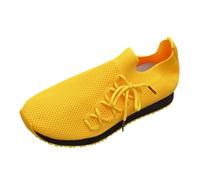 Scarpe da ginnastica da donna, tinta unita, alla moda, basse, scarpe da ginnastica, scarpe da passeggio, suola morbida, leggere, traspiranti, per il tempo libero, scarpe da corsa su strada, giallo