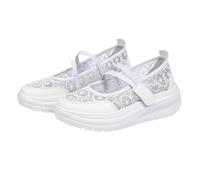 Scarpe da ginnastica da donna Y2K Balletcore Mary Jane con cinturino incrociato in pizzo e suola con plateau per parchi a tema e passeggiate casual, bianco, 40.5 EU