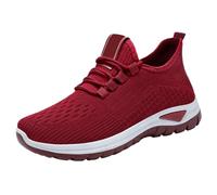 Scarpe da ginnastica da passeggio da donna in rete con cuscino d'aria anti-odore scarpe da passeggio antiscivolo morbide traspiranti da donna estive leggere casual in memory foam calzature, Rosso, 37
