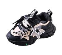 Scarpe da ginnastica da ragazza con lacci in rete, casual, comode, leggere, traspiranti, alla moda, antiscivolo, da indossare tutti i giorni, scarpe da ginnastica per la scuola, Nero , 30 EU