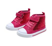 Scarpe da ginnastica da ragazza, in tela, decorate, alla moda, per il tempo libero, la primavera, l'autunno, con plateau, Rosa acceso., 27 EU