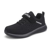 Scarpe da ginnastica da ragazza, leggere, traspiranti, in rete, comode, per tutti i giorni, per ragazze con tessuto volante, Nero , 35.5 EU