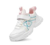 Scarpe da ginnastica da ragazza, materiale a rete luminoso, scarpe sportive con elementi riflettenti per attività serali, scarpe da corsa traspiranti per bambini dai 5 ai 14 anni, bianco, 35 EU