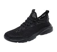 Scarpe da ginnastica da uomo a piedi nudi, con supporto alla caviglia, con zeppa e lacci, in rete traspirante, leggere, con supporto per l'arco, scarpe da corsa atletiche con cuscino d'aria, Nero , 41
