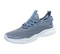 Scarpe da ginnastica da uomo a piedi nudi, con supporto alla caviglia, con zeppa e lacci, in rete traspirante, leggere, con supporto per l'arco, scarpe da corsa atletiche con cuscino d'aria, Blu, 40 2