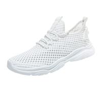 Scarpe da ginnastica da uomo a piedi nudi, con supporto alla caviglia, con zeppa e lacci, in rete traspirante, leggere, con supporto per l'arco, scarpe da corsa atletiche con cuscino d'aria, bianco