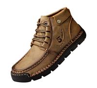 Scarpe da ginnastica da uomo alla moda, stivali da passeggio a piedi nudi, con lacci, in pelle, con suola antiscivolo, ultra flessibili, da jogging, in finta pelle, cachi, 42.5 EU