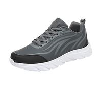 Scarpe da ginnastica da uomo antiscivolo, con suola morbida imbottita, colore nero, con lacci, leggere, facili da chiudere, per atletica, palestra, fitness, jogging, camminate, Grigio, 42 1/3 EU